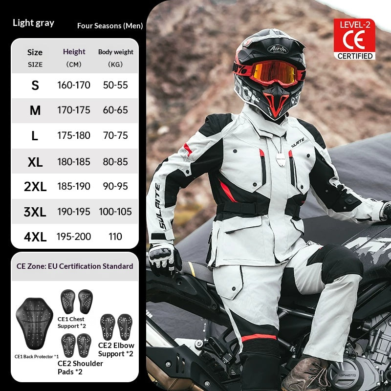 Men's Motorcycle Riding Jacket – Waterproof, Windproof, and Impact-Resistant – Suitable for All Seasons and Touring