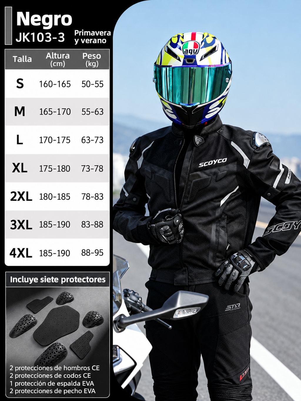 Chaqueta de moto – , cómoda y transpirable, apta para todas las estaciones.