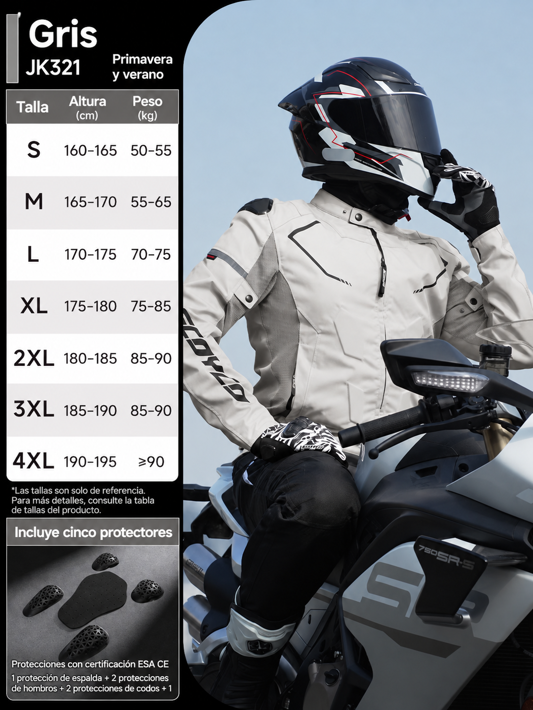 Chaqueta de moto – , cómoda y transpirable, apta para todas las estaciones.